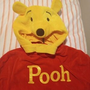 Disney Adult Winnie the Pooh Red and Yellow Costume With Separate Headpiece